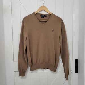 Polo by Ralph Lauren Men's Tan V-Neck Sweater